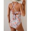 imageEomenie One Piece Swimsuit for Women Tummy Control Cutout Bathing Suit V Neck Tie Back Swim SuitPink Blue Floral