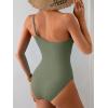 imageEomenie One Piece Swimsuit for Women Tummy Control One Shoulder Bathing Suit Ruched Tie Knot Swim SuitArmy Green