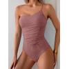 imageEomenie One Piece Swimsuit for Women Tummy Control One Shoulder Bathing Suit Ruched Tie Knot Swim SuitBean Pink