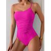 imageEomenie One Piece Swimsuit for Women Tummy Control One Shoulder Bathing Suit Ruched Tie Knot Swim SuitHot Pink