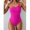 imageEomenie One Piece Swimsuit for Women Tummy Control One Shoulder Bathing Suit Ruched Tie Knot Swim SuitHot Pink