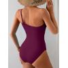 imageEomenie One Piece Swimsuit for Women Tummy Control One Shoulder Bathing Suit Ruched Tie Knot Swim SuitWine Red