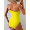 imageEomenie One Piece Swimsuit for Women Tummy Control One Shoulder Bathing Suit Ruched Tie Knot Swim SuitYellow