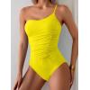 imageEomenie One Piece Swimsuit for Women Tummy Control One Shoulder Bathing Suit Ruched Tie Knot Swim SuitYellow