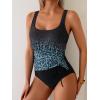 imageEomenie One Piece Swimsuit for Women Tummy Control Ruched Slimming Bathing Suit Drawstring Leopard SwimwearBlack Blue Leopard