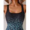 imageEomenie One Piece Swimsuit for Women Tummy Control Ruched Slimming Bathing Suit Drawstring Leopard SwimwearBlack Blue Leopard