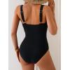 imageEomenie One Piece Swimsuit for Women Tummy Control Ruched Slimming Bathing Suit Drawstring Leopard SwimwearBlack Leopard