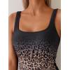 imageEomenie One Piece Swimsuit for Women Tummy Control Ruched Slimming Bathing Suit Drawstring Leopard SwimwearBlack Leopard