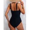 imageEomenie One Piece Swimsuit for Women Tummy Control Ruched Slimming Bathing Suit Drawstring Leopard SwimwearBlack Orange Print
