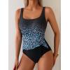 imageEomenie One Piece Swimsuit for Women Tummy Control Ruched Slimming Bathing Suit Drawstring Leopard SwimwearBlack Pink Leopard