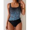 imageEomenie One Piece Swimsuit for Women Tummy Control Ruched Slimming Bathing Suit Drawstring Leopard SwimwearBlack Pink Leopard