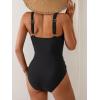 imageEomenie One Piece Swimsuit for Women Tummy Control Ruched Slimming Bathing Suit Drawstring Leopard SwimwearBlue Gradient