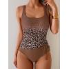 imageEomenie One Piece Swimsuit for Women Tummy Control Ruched Slimming Bathing Suit Drawstring Leopard SwimwearBrown Leopard