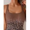 imageEomenie One Piece Swimsuit for Women Tummy Control Ruched Slimming Bathing Suit Drawstring Leopard SwimwearBrown Leopard