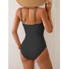 imageEomenie One Piece Swimsuit for Women Tummy Control Ruched Slimming Bathing Suit Drawstring Leopard SwimwearBrown and Black