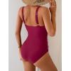 imageEomenie One Piece Swimsuit for Women Tummy Control Ruched Slimming Bathing Suit Drawstring Leopard SwimwearPurple Leopard