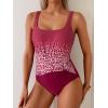 imageEomenie One Piece Swimsuit for Women Tummy Control Ruched Slimming Bathing Suit Drawstring Leopard SwimwearPurple Leopard