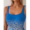 imageEomenie One Piece Swimsuit for Women Tummy Control Ruched Slimming Bathing Suit Drawstring Leopard SwimwearRoyal Blue Leopard