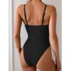 imageEomenie Womens One Piece Tummy Control Swimsuit V Neck Cutout Bathing Suit with Ring Linked Swim Suit High Cut Swimwear