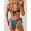 image:imageEomenie Womens Bikini Sets Two Piece Metal Swimsuits V Neck Lace Up Bathing Suits Sexy Wide Strap Tie Back SwimwearBblack