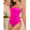 image:imageEomenie One Piece Swimsuit for Women Tummy Control Ruched Bathing Suit Square Neck Swim SuitHot Pink