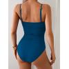 image:imageEomenie One Piece Swimsuit for Women Tummy Control Ruched Bathing Suit Square Neck Swim SuitPeacock Blue