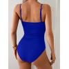 image:imageEomenie One Piece Swimsuit for Women Tummy Control Ruched Bathing Suit Square Neck Swim SuitRoyal Blue
