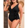 image:imageEomenie Plus Size Swimsuit for Women Tummy Control One Piece Bathing Suit V Neck Color Block Tie Side Swimwear
