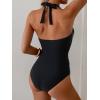 image:imageEomenie Womens Halter One Piece Swimsuit Tummy Control Color Block Bathing Suit Slimming Backless High Waisted SwimwearBlue Butterfly  Black